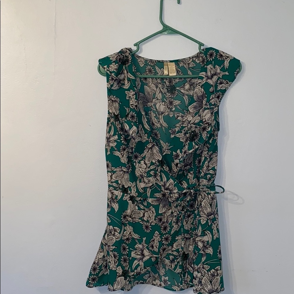 Green floral blouse by Japna